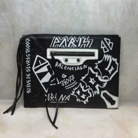 Balenciaga巴黎世家手绘涂鸦进口牛皮Graffiti Classic 手包