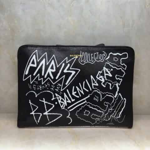 Balenciaga巴黎世家手绘涂鸦进口牛皮Graffiti Classic 手包