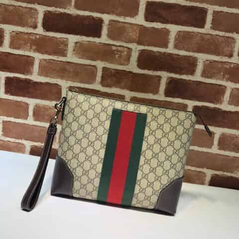 GUCCI古驰GG Supreme帆布手拿包523603