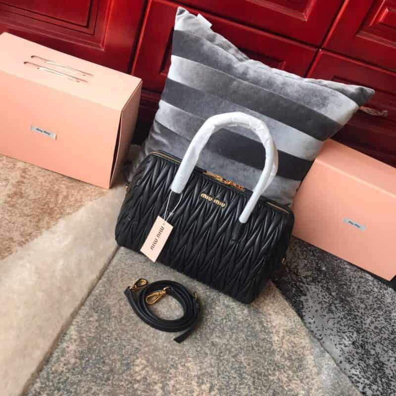 MIUMIU缪缪顶级进口小羊皮经典提花设计手提包单肩斜挎包5BB033