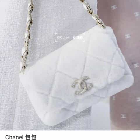 Chanel香奈儿 双C双面剪毛水钻小羊皮口盖包AS2240 B04623 10601