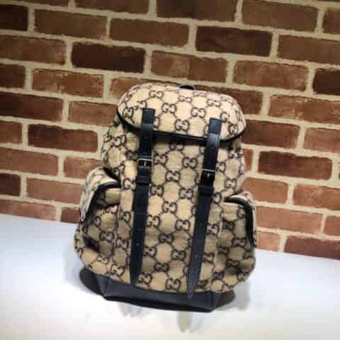 GUCCI古驰蓝色毛呢布双肩背包598184