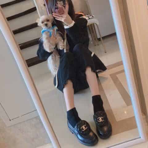chanel香奈儿 2021早春菱格一脚蹬乐福鞋