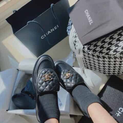 chanel香奈儿 2021早春菱格一脚蹬乐福鞋