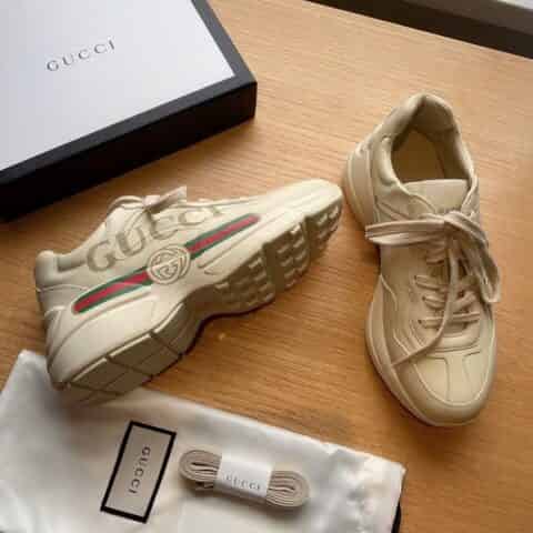 Gucci古驰    Rhyton系列女士Gucci标识皮革运动鞋