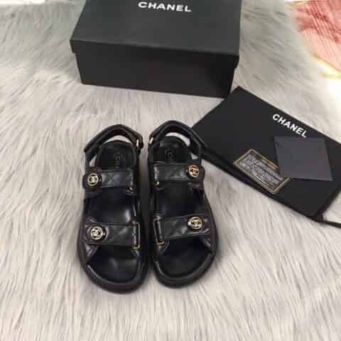 chanel香奈儿   顶级Z柜品质加厚真皮大底小香魔术贴凉鞋