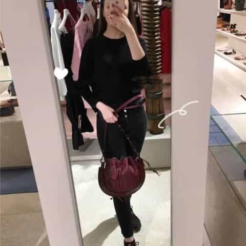 LOEWE罗意威 Horseshoe飞碟包 0526酒红色
