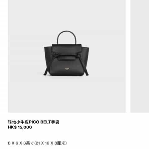 Celine思琳 BELT PICO BAG 鲶鱼包 194263黑色