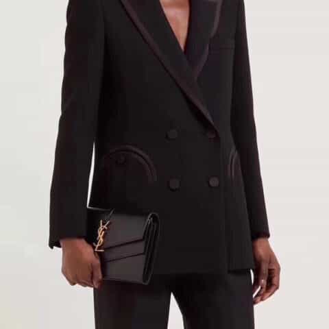 Saint laurent Ysl Sulpice牙签纹皮链条手拿两用包 554763