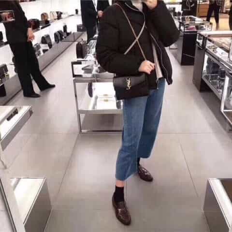 Saint laurent Ysl Sulpice牙签纹皮链条手拿两用包 554763