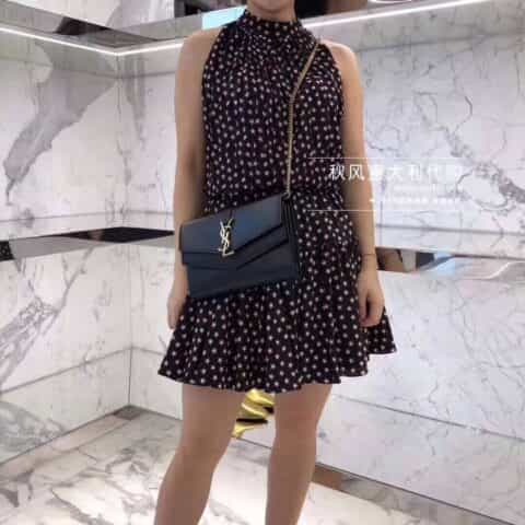 Saint laurent Ysl Sulpice牙签纹皮链条手拿两用包 554763