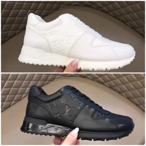 LV/路易威登    黑色/白色粒面小牛皮L 新品男士休闲运动鞋