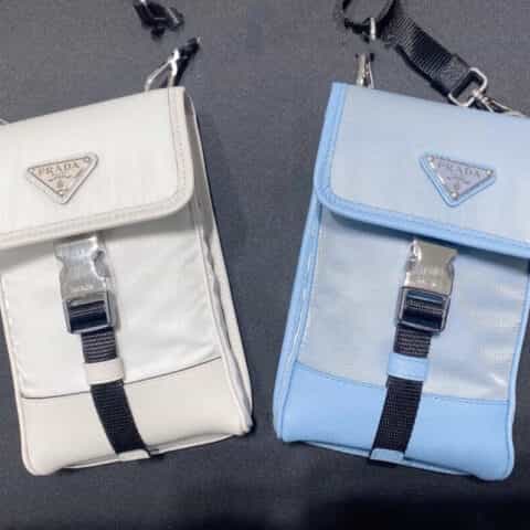 Prada 尼龙和Saffiano皮革手机包 2ZH109_2BBD_F0637