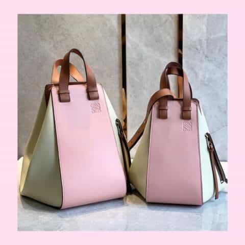 LOEWE罗意威 Hammock bag吊床包 0196大号粉白拼色