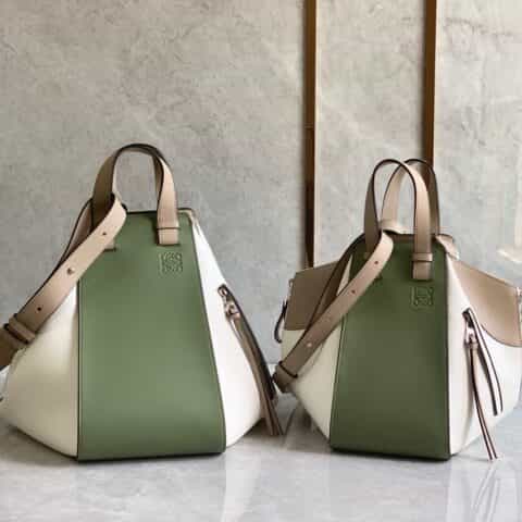 LOEWE罗意威 Hammock bag吊床包 0196大号绿白拼色