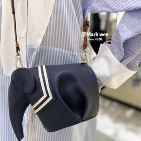 LOEWE罗意威 Elephant stripes Mlnl bag斜挎小象包 0192蓝色