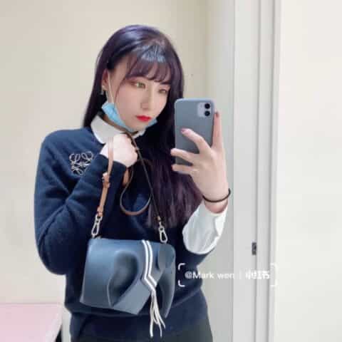 LOEWE罗意威 Elephant stripes Mlnl bag斜挎小象包 0192蓝色
