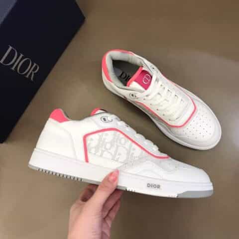 DIOR迪奥 灰色和白色光滑牛皮革精心制作情侣低帮B27休闲运动鞋