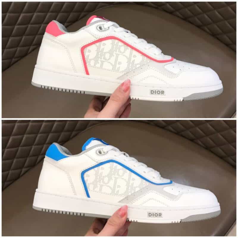 DIOR迪奥 灰色和白色光滑牛皮革精心制作情侣低帮B27休闲运动鞋