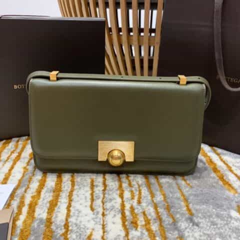 Bottega Veneta葆蝶家 Classic 28CM单肩斜挎包 578009布纹柿子绿