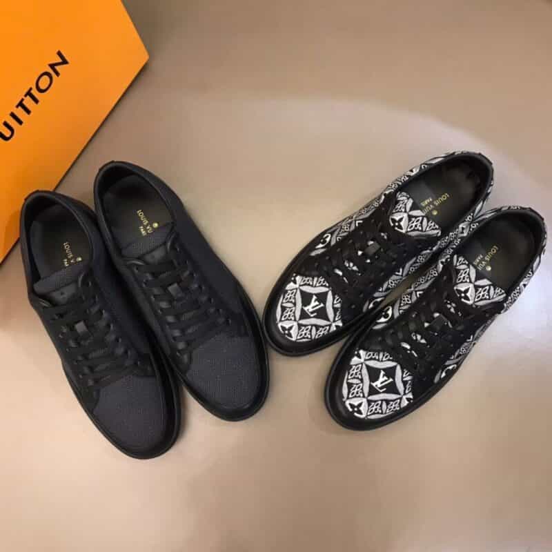 LV/路易威登 路易家经典黑白老花印花帆布奢品男士低帮休闲运动鞋