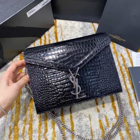 Saint laurent Ysl Cassandra鳄鱼纹单肩斜挎包 532750
