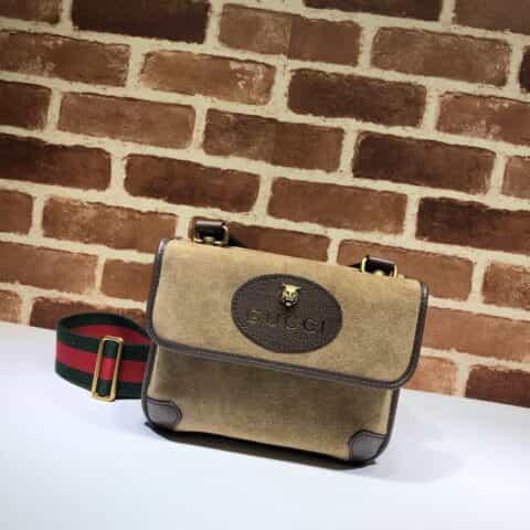 GUCCI古驰卡其色磨砂皮小号邮差包501050