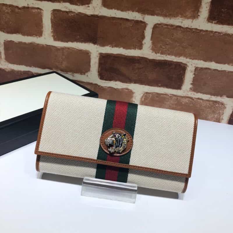 GUCCI古驰帆布红绿条纹钱包573789