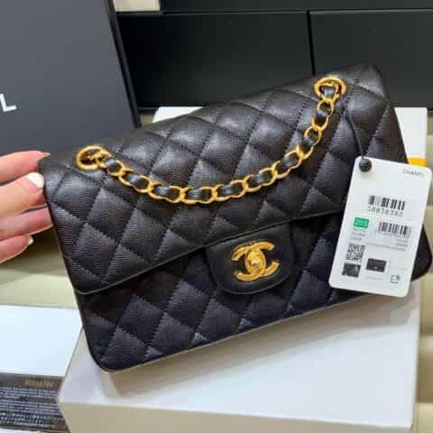 Chanel香奈儿 CF23 Classic flap bag A01113黑色球纹牛皮