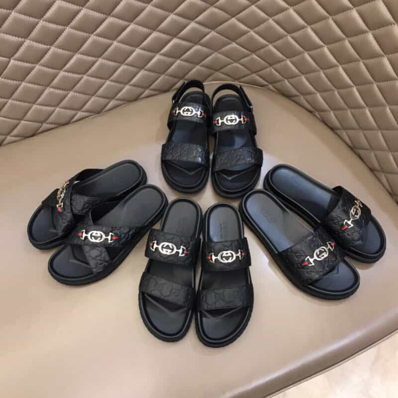 GUCCI古驰 原版牛皮,压花logo工艺G家新品男士拖鞋