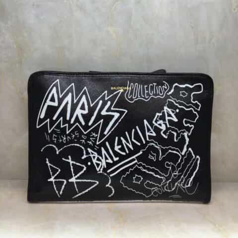 Balenciaga巴黎世家进口牛皮爆裂纹Graffiti Classic 手包443092