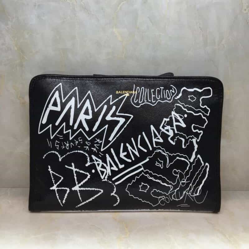 Balenciaga巴黎世家进口牛皮爆裂纹Graffiti Classic 手包443092