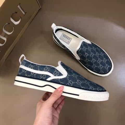 GUCCI古驰 双G提花环保水洗丹宁G家 Tennis 1977系列情侣便鞋