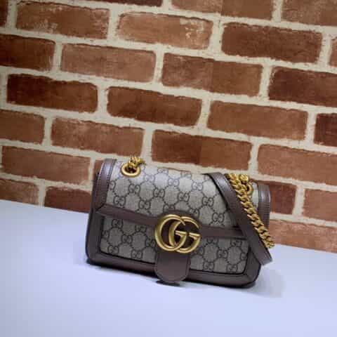 GUCCI古驰双G帆布红色皮革链条单肩斜挎包446744
