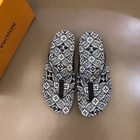 LV/路易威登 3D打印牛皮L 牌奢品男士拖鞋