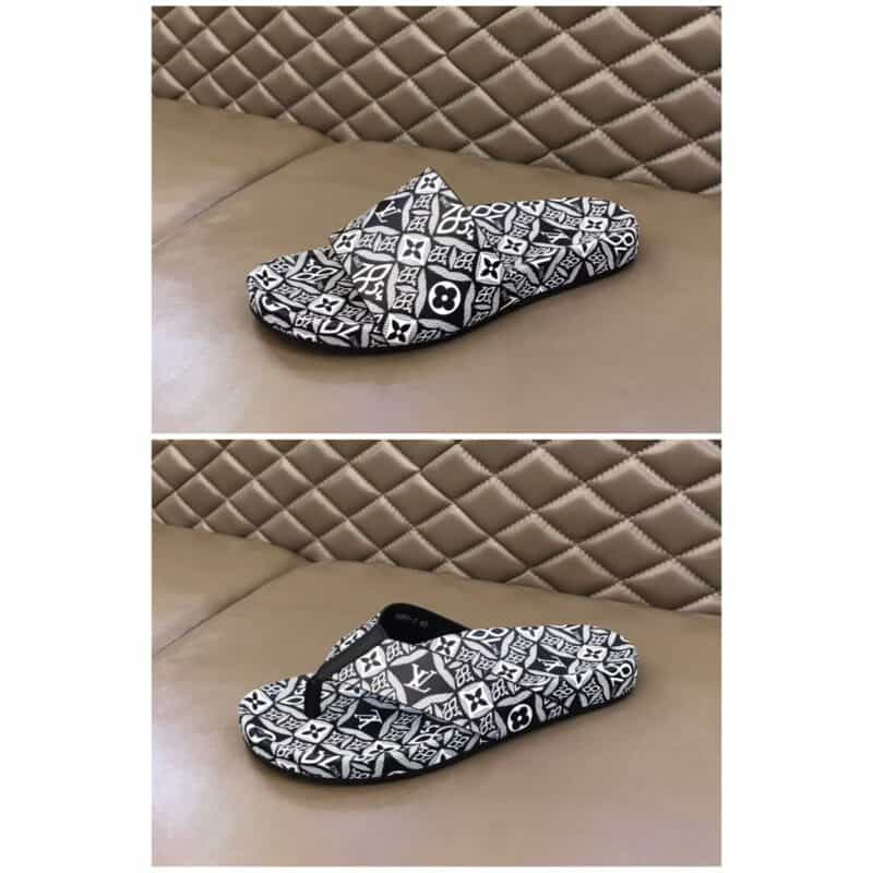 LV/路易威登 3D打印牛皮L 牌奢品男士拖鞋