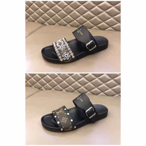 LV/路易威登  头层牛皮L 牌奢品男士拖鞋