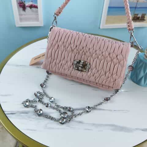 MIUMIU缪缪顶级进口小羊皮仿水晶链条包5BH012