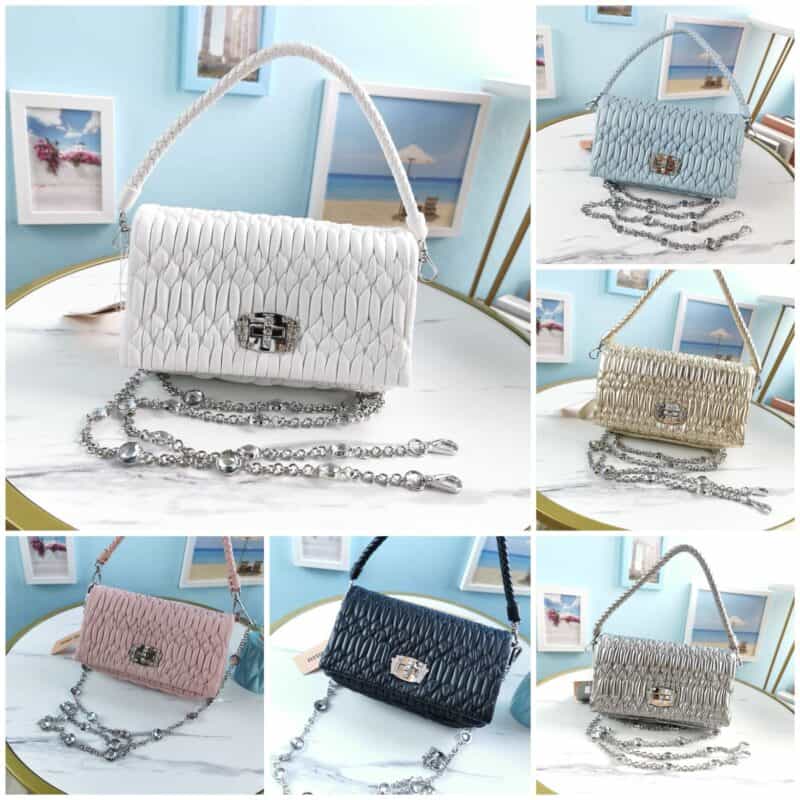 MIUMIU缪缪顶级进口小羊皮仿水晶链条包5BH012