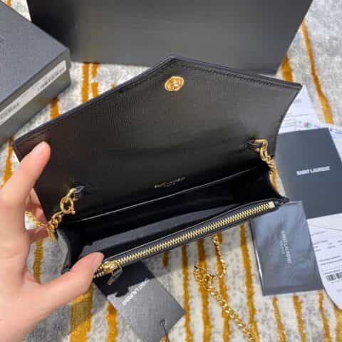 Saint laurent Ysl woc小号信封包 393953黑色金扣