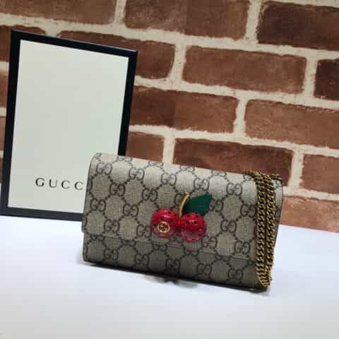 GUCCI古驰GG帆布饰樱桃肩背包481291