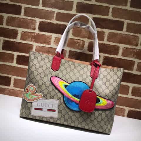GUCCI古驰双G帆布刺绣购物袋412096