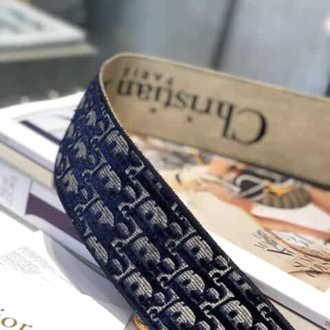 Dior蓝色天鹅绒复古肩带