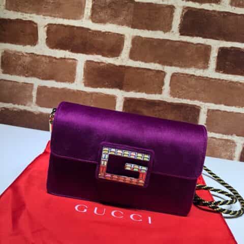 GUCCI古驰18秋冬新款 女士玫红色方肩包544242