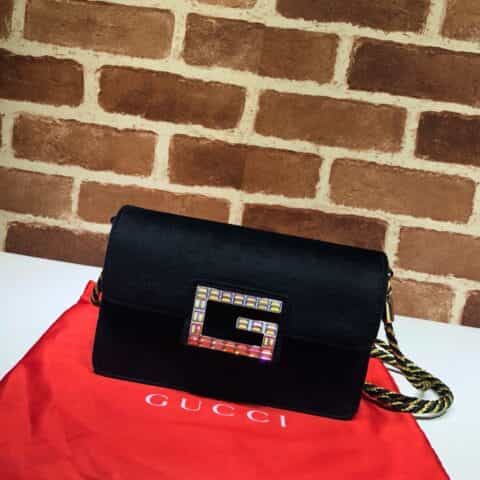 GUCCI古驰18秋冬新款 女士玫红色方肩包544242