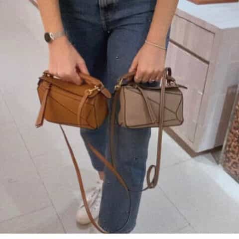 LOEWE罗意威 Mini Puzzle bag几何包 0338沙色18CM
