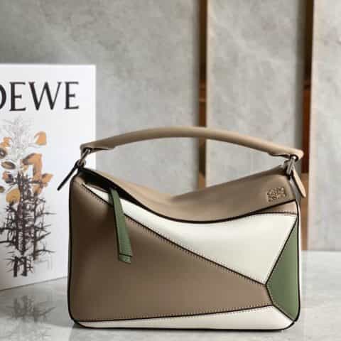 LOEWE罗意威 Puzzle bag 中号几何包 0160灰白绿拼色30CM