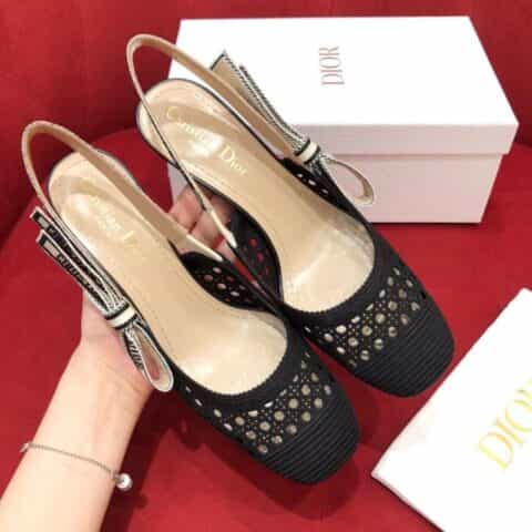 DIOR迪奥 标志性刺绣蝴蝶结藤格纹图案网格女士凉鞋