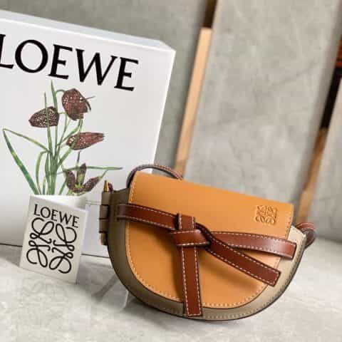 Loewe罗意威 Mini Gate bag 马鞍包 0328棕灰拼色15CM