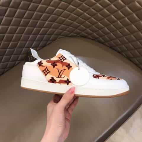 LV/路易威登 经典L老花印花帆布面拼接L 新品男士高端休闲运动鞋